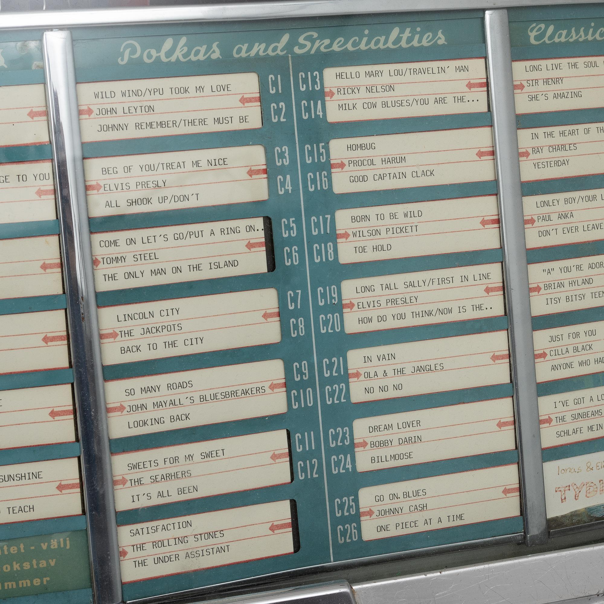 Jukebox, Wurlitzer, modell 2104, Rudolph Wurlitzer Company, North Tonawanda, New York, USA, 1957.