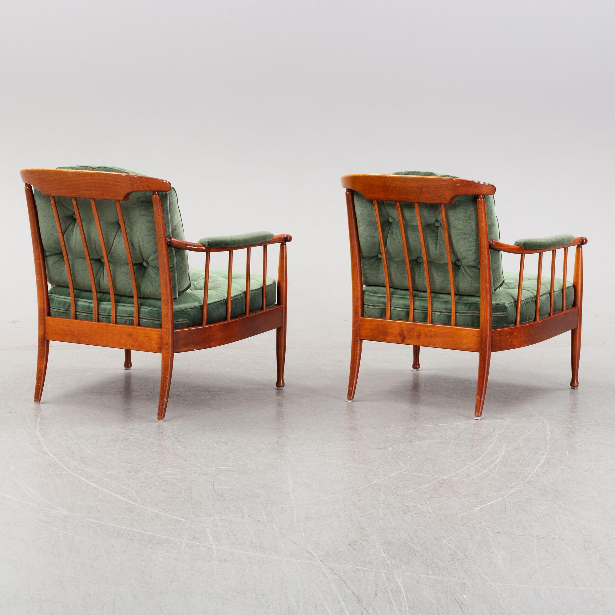 A pair of 'Skrindan' easy chairs by Kerstin Hörlin-Holmquist for OPE, 1960's.