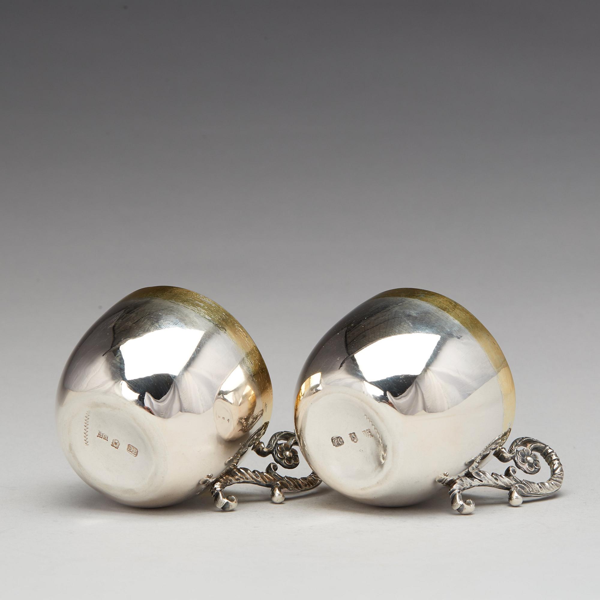 A pair of Swedish parcel-gilt silver cups, mark of Daniel Falck, Malmo (1685-1705). Reworked in the 19th century.