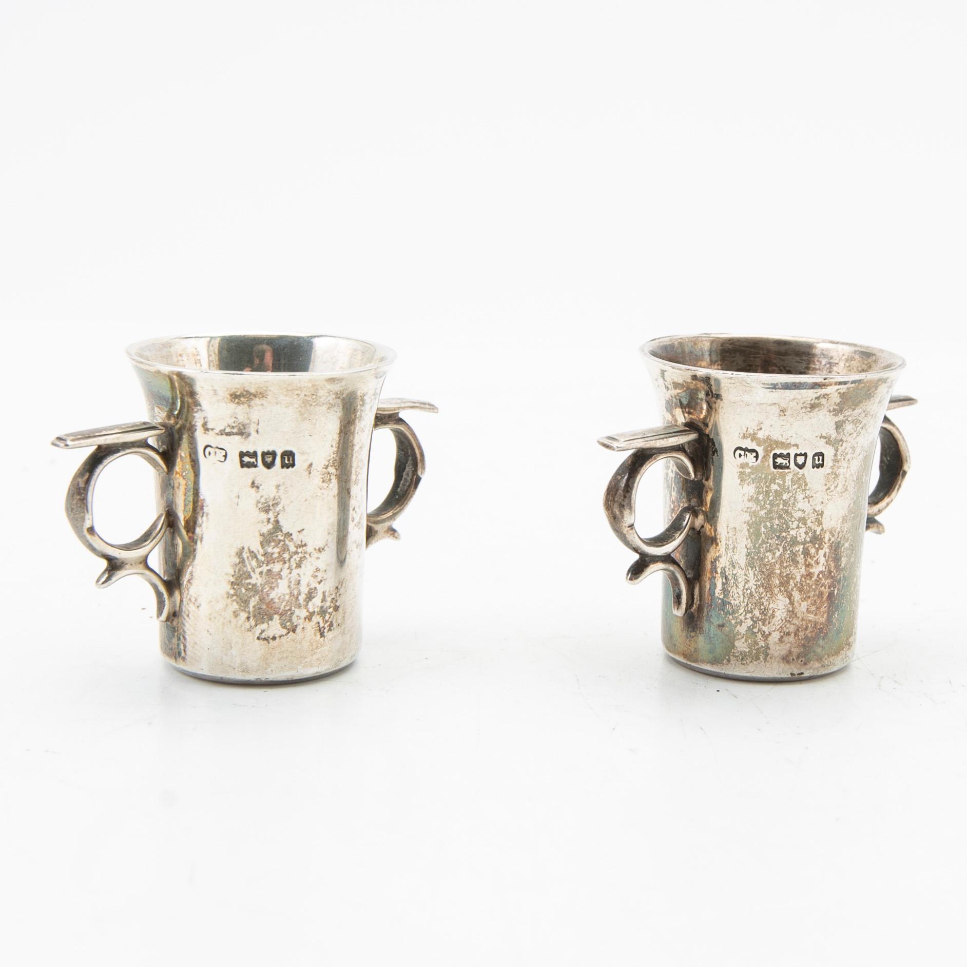 Cups, 6 pcs, silver, England, 19th century.