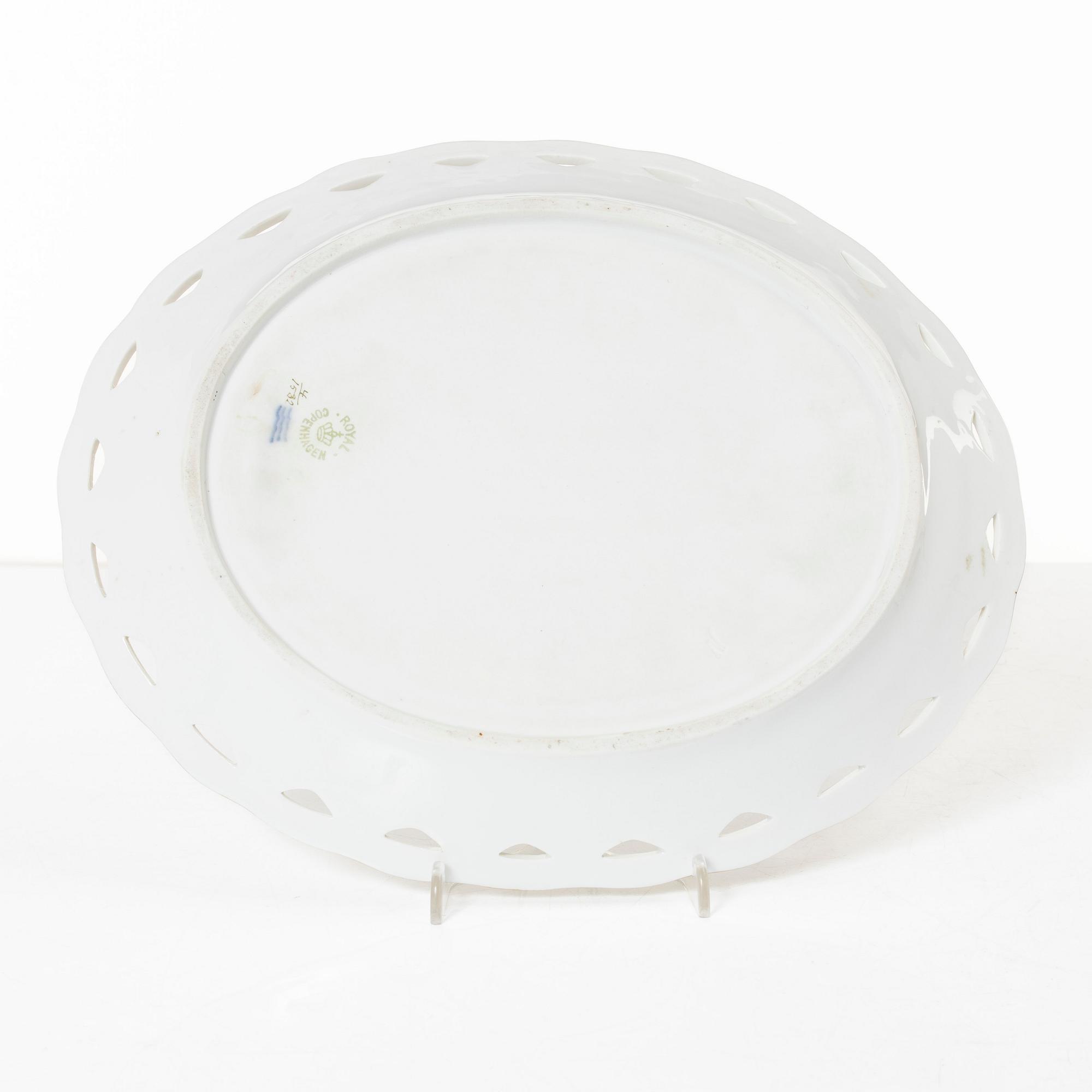 Royal Copenhagen, a 'Saxon Flower' lattice bowl with stand, Denmark, 1889-1922.