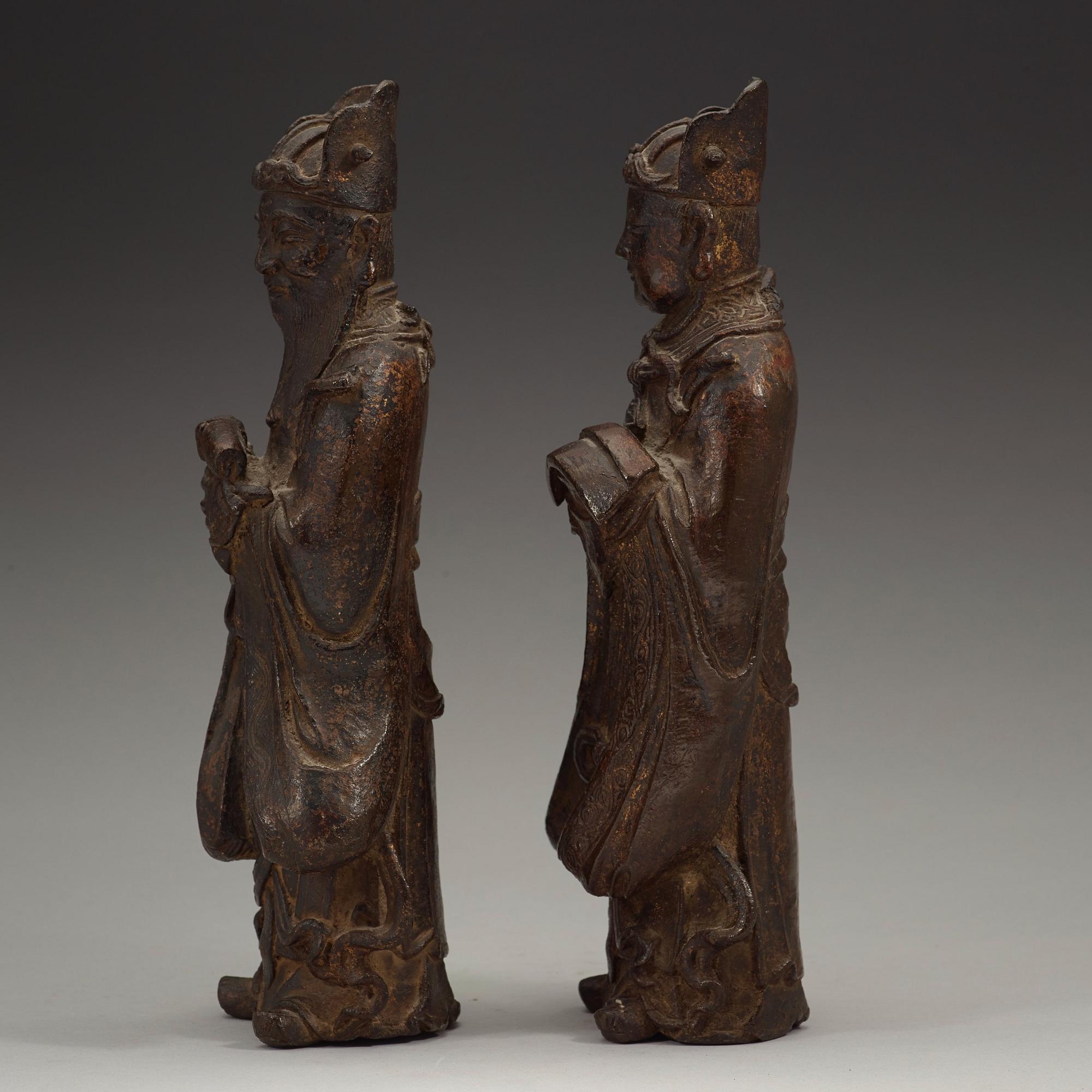 Two bronze figures of guradians, Ming dynasty (1368-1644).