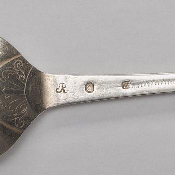 A Swedish mid 18th century silver spoon, mark of Johan Ek, Gävle 1750.
