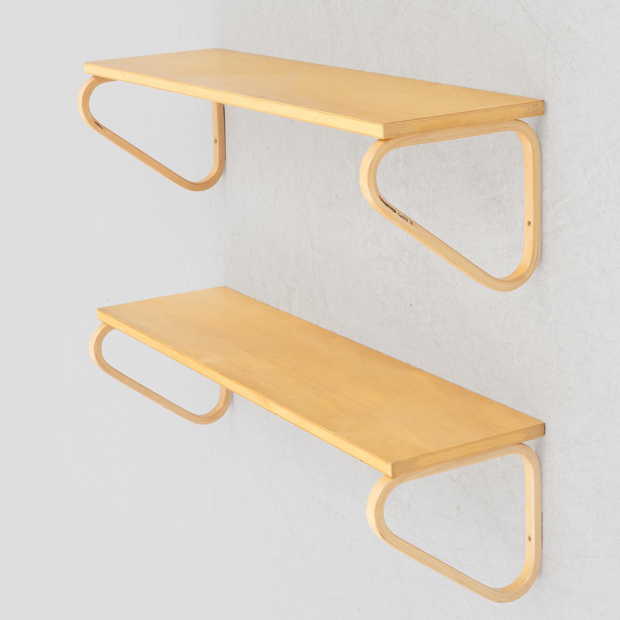 Alvar Aalto, a pair wall shelves, model 112B, Artek, Finland, late 20th century.