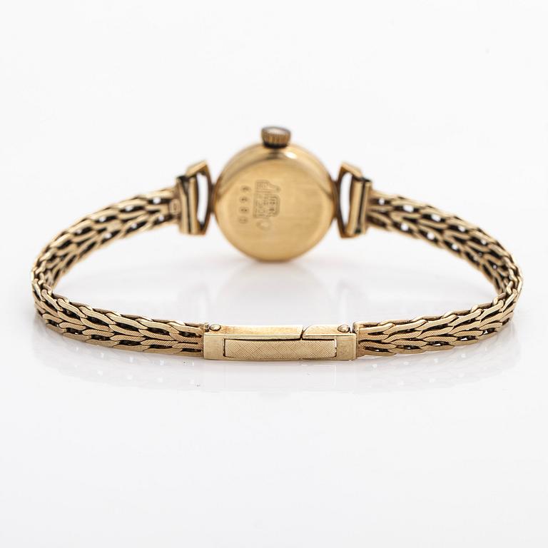 Ciny, wristwatch, 17 mm, 18K gold, 14K gold bracelet, manual.