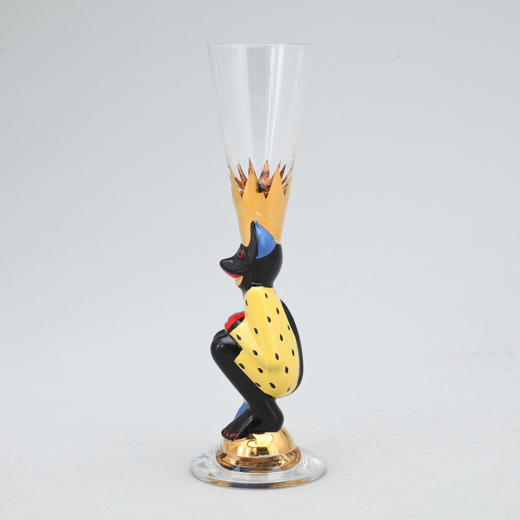 SNAPSGLAS, glas, 4 st, "Nobel" Gunnar Cyrén, Orrefors. 1900-tal.
