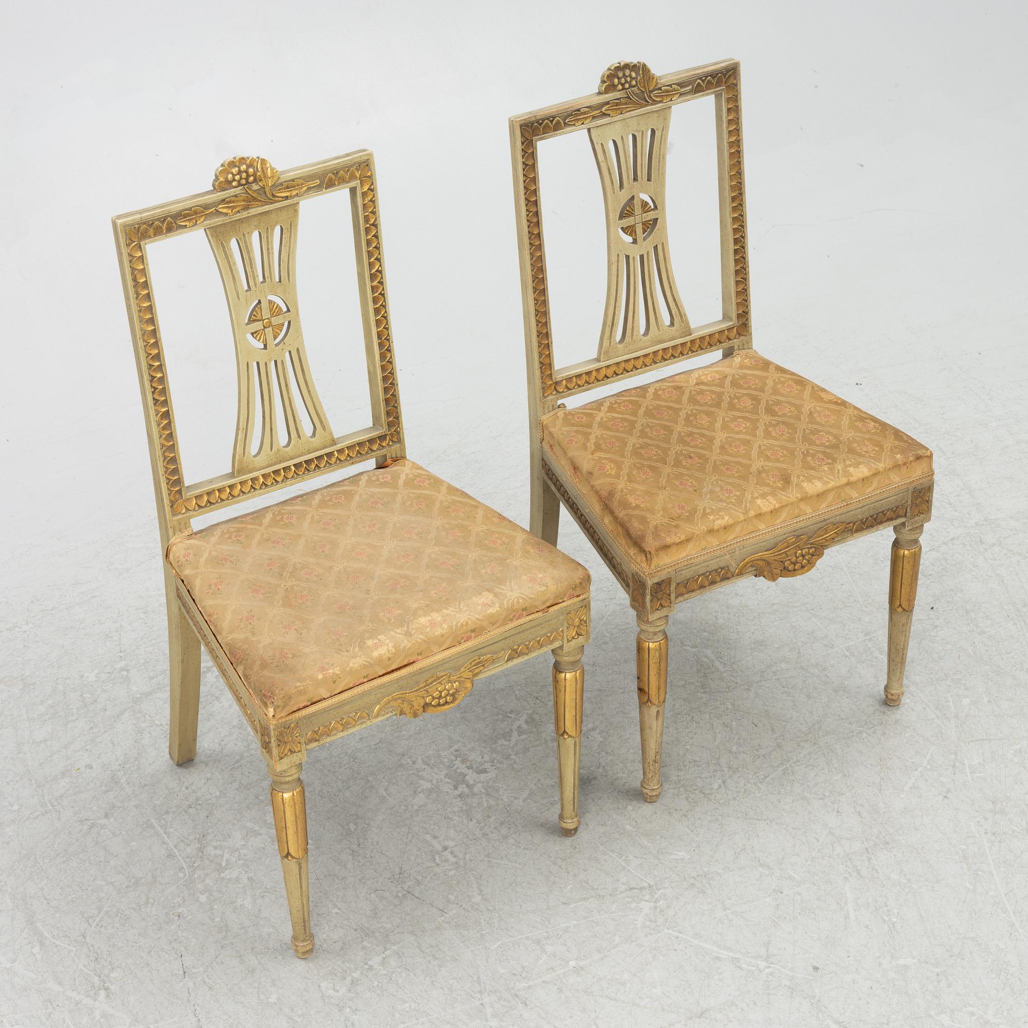 Stolar, 10 st, 1900-talets första hälft/mitt, Gustaviansk stil.