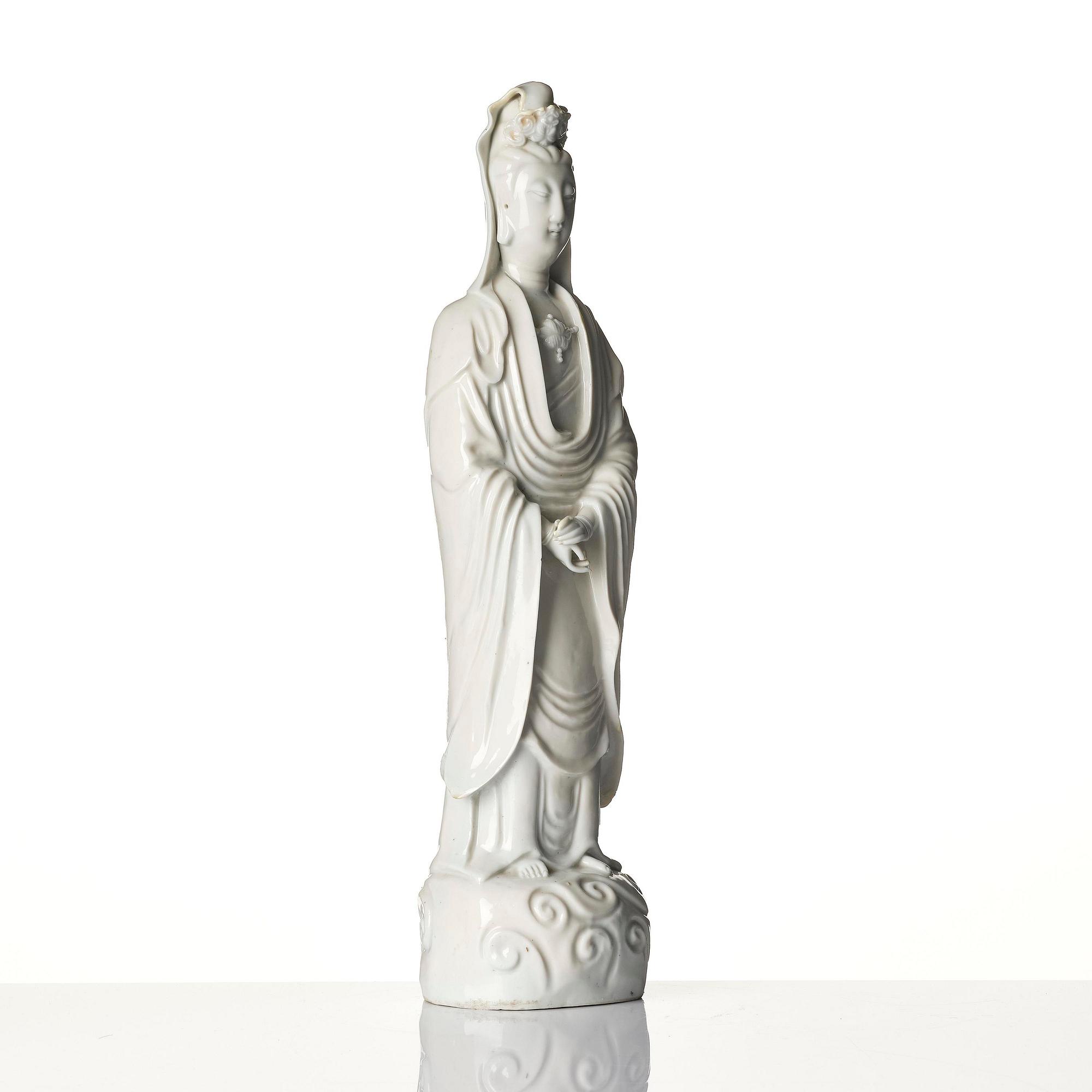 A blanc de chine figure of Guanyin, Qing dynasty, 18th century.