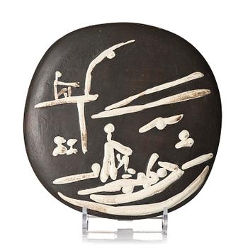 170. Pablo Picasso, a "Scène de plage" (A.R. 391) faience plaque, Madoura, Vallauris, France, post 1956.