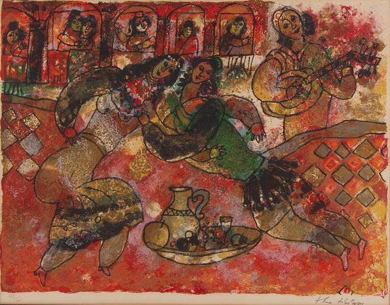 Theo Tobiasse, färglitografi, signerad 122/200.