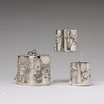 TESERVIS, tre delar, silver. Wang Hing & Co, tidigt 1900-tal.