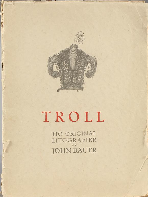 JOHN BAUER, Bok, "Troll, tio originallitografier av John Bauer", A Börtzells Tr. AB, Stockholm, 1915.