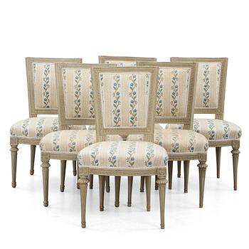 83. A matched set of six late Gustavian chairs, late 18th century.