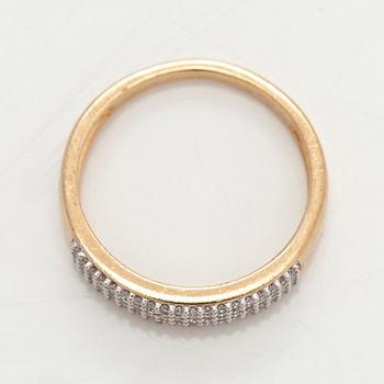 Ring, åttkantslipade diamanter, 14K guld.