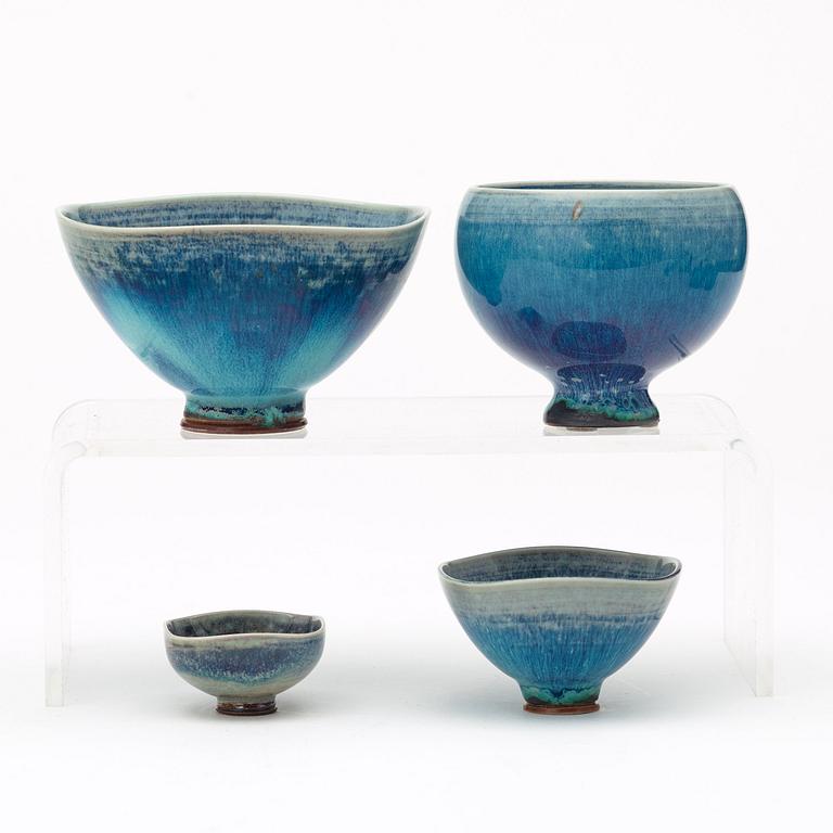 Berndt Friberg, a set of twelve miniature vases and bowls, Gustavsberg Studio, one dated 1969.