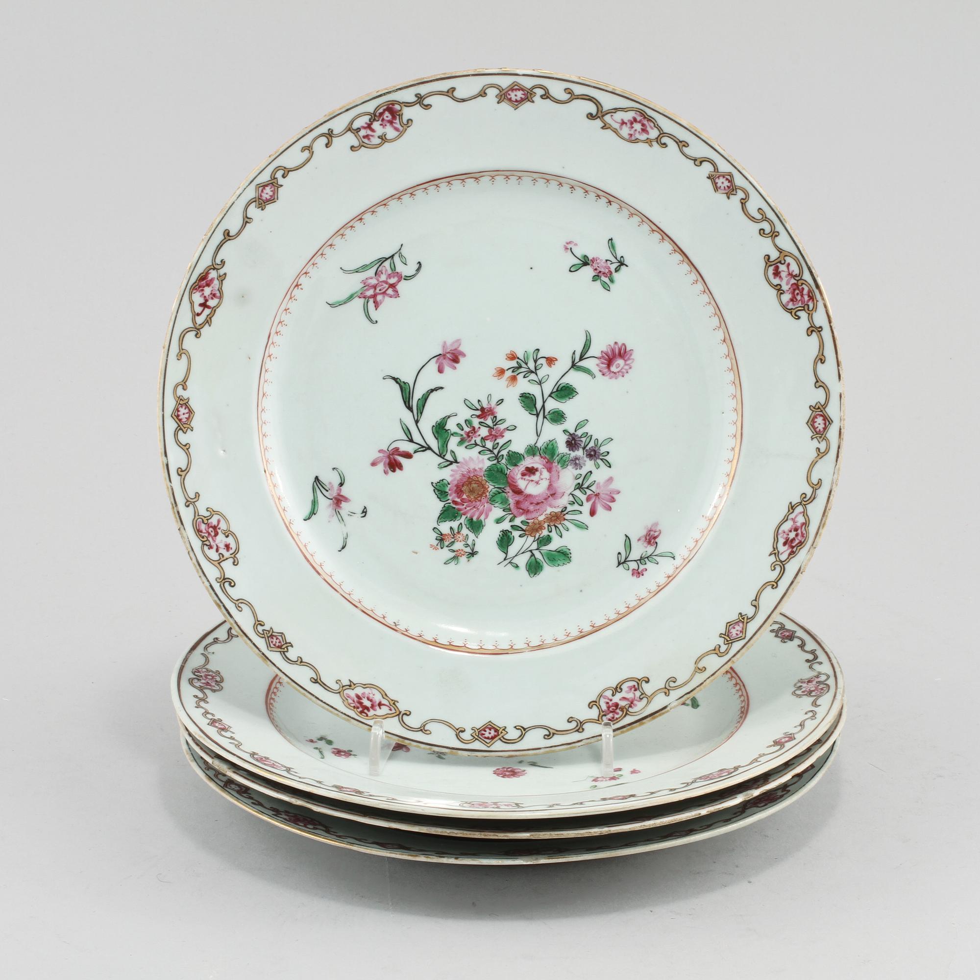 TALLRIKAR, 4 st, porslin, Kina, 1700-tal.