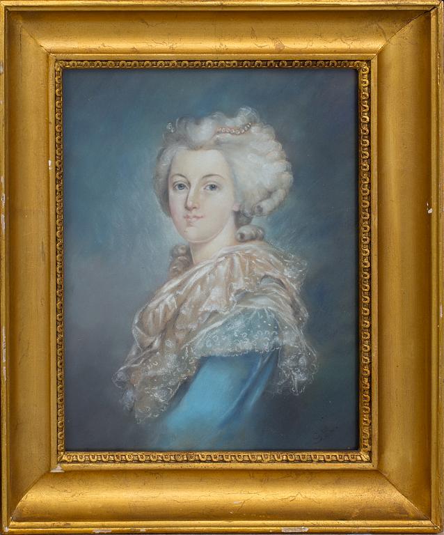 A 19th century monogram signed pastel, unknown artist.