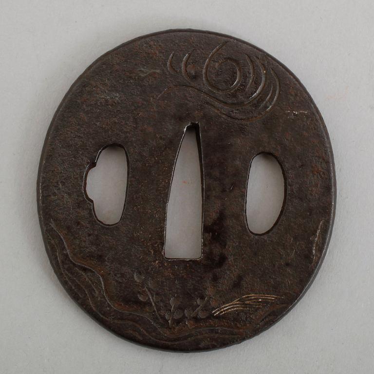 TSUBA, järn, Japan, Masataka, 1800-tal.