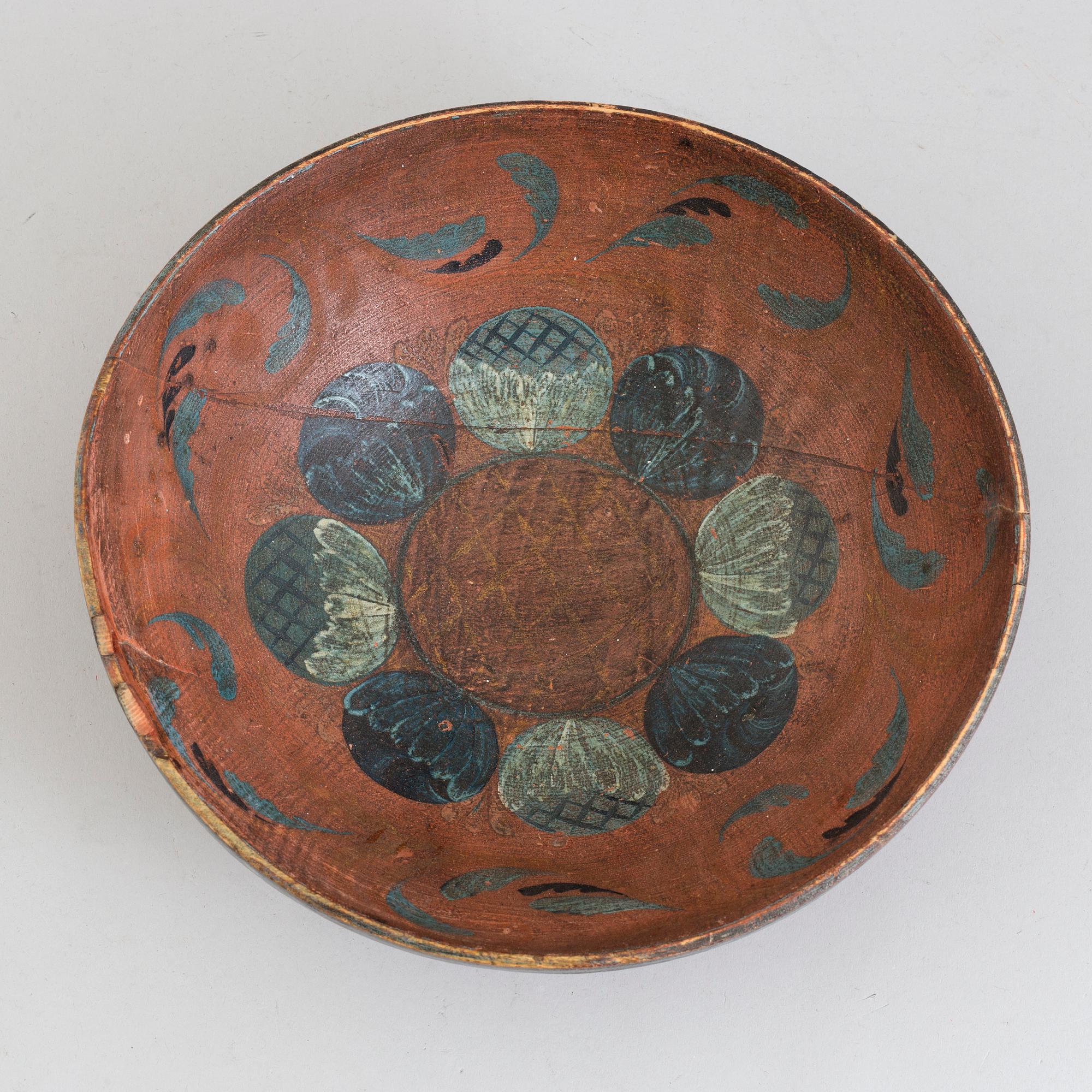 SKÅL, allmoge, trä, märkt ONS och daterad 1820.