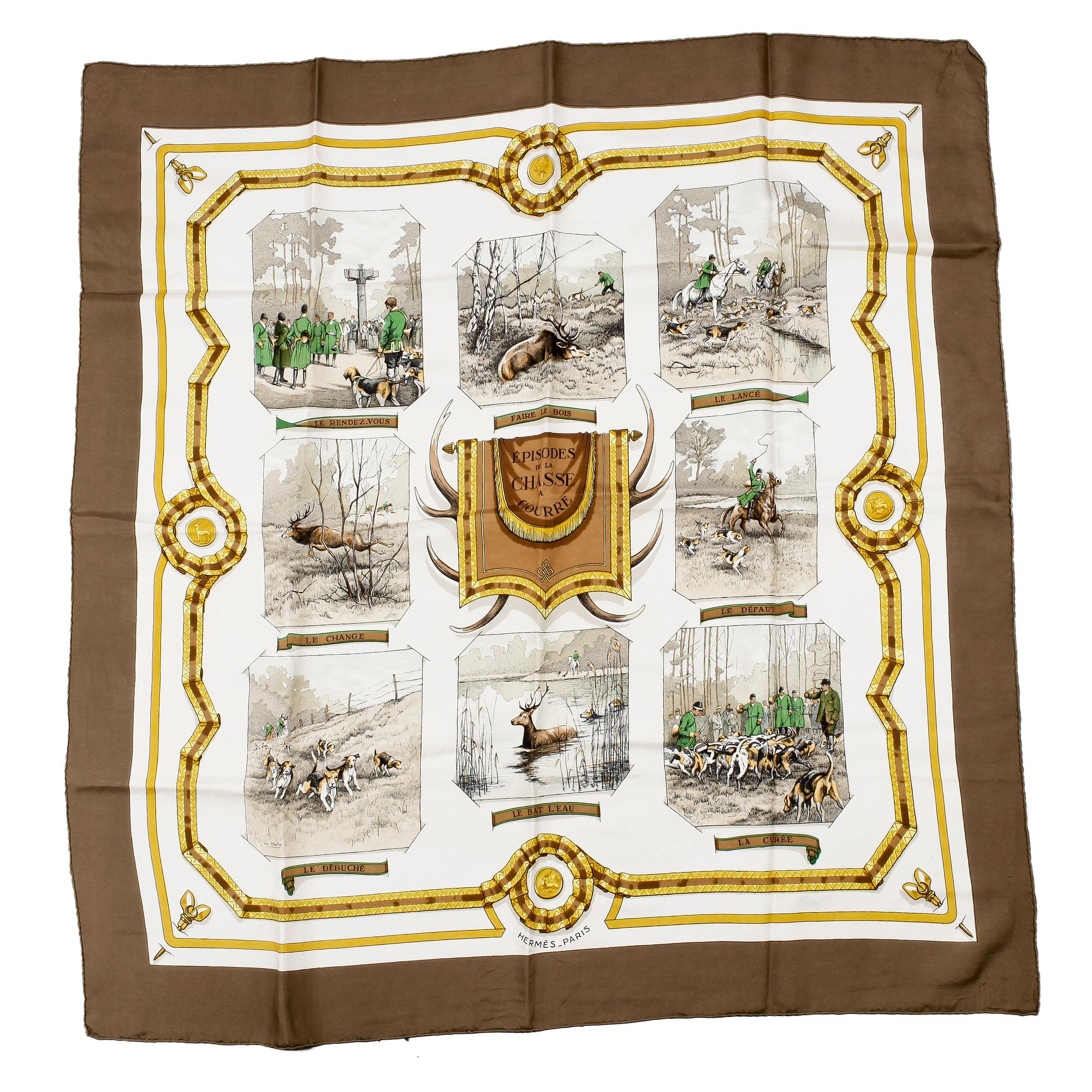 HERMÈS, scarf, "Épisodes de la Chasse à Courre".