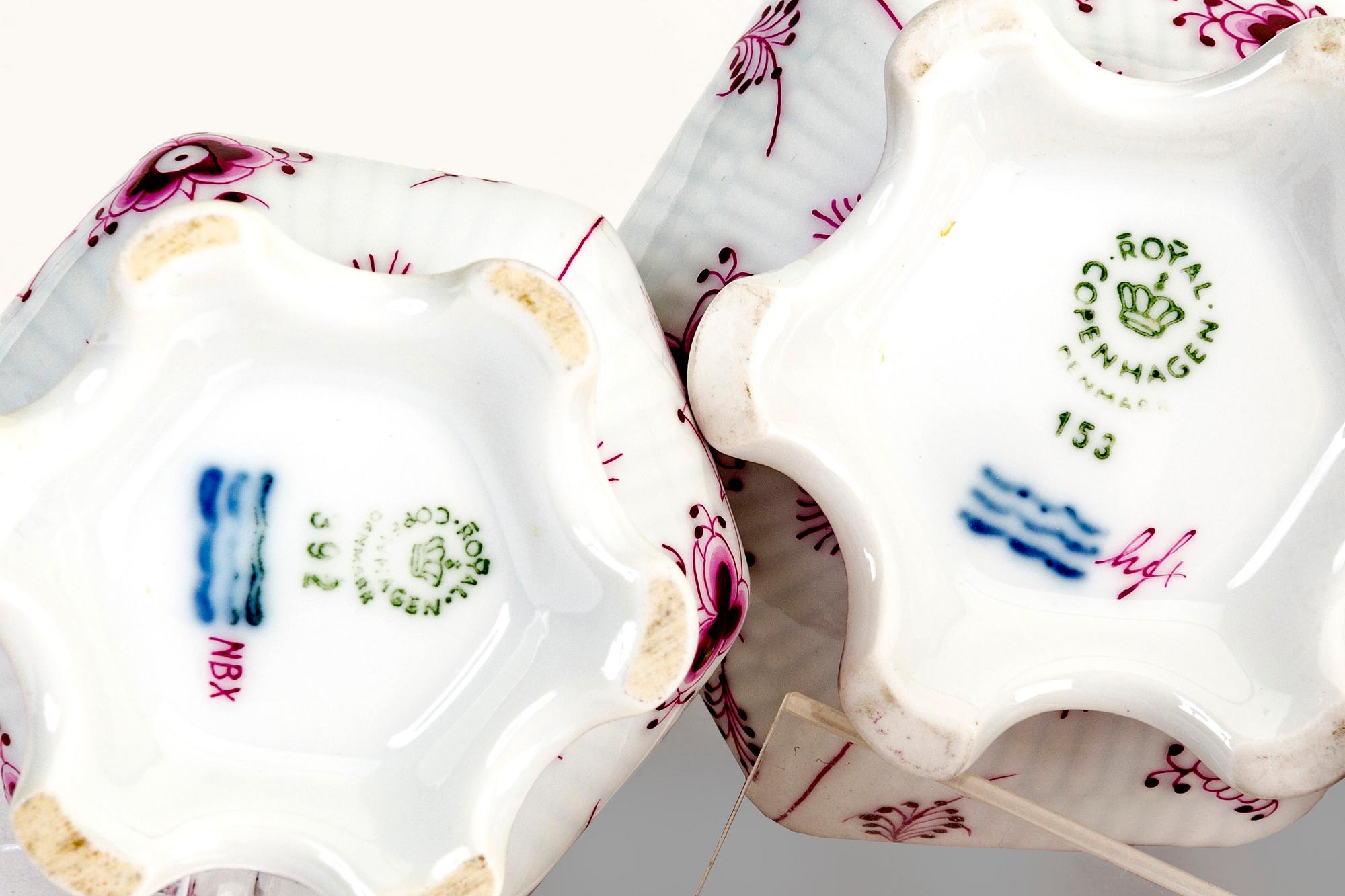 Servisdelar 10 dlr "Musselmalet röd helblonde", Royal Copenhagen 1952.