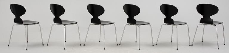 STOLAR, 6 st, "Myran", Arne Jacobsen, Fritz Hansen, 2007. modell formgiven under 1950-talet.