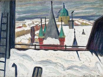 118. Agnes Cleve, "Snö på tak" View over Stockholm.