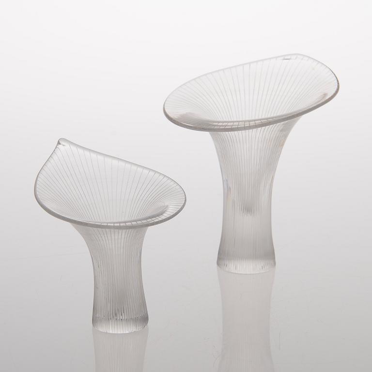 Two 'Chanterelle' glass vases, one signed Tapio Wirkkala, Iittala. Finland.