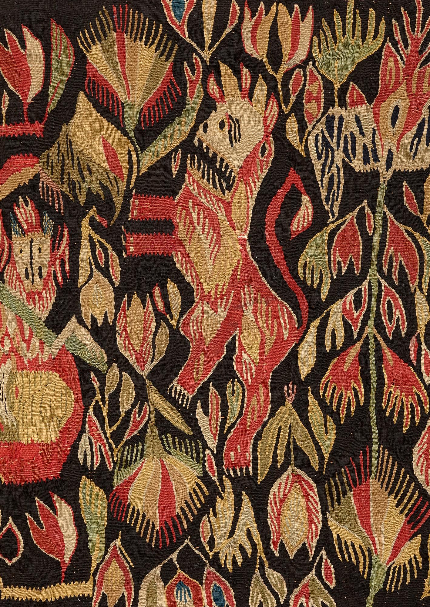 Åkdyna, flamskväv, "Lammet och fanan", ca 45-47 x 97,5-98 cm, Torna eller Bara härad, Skåne omkring 1800.