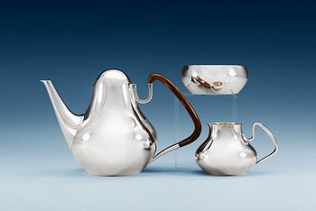 1101. A Henning Koppel three pieces sterling coffee service, Georg Jensen, Copenhagen 1952-77.