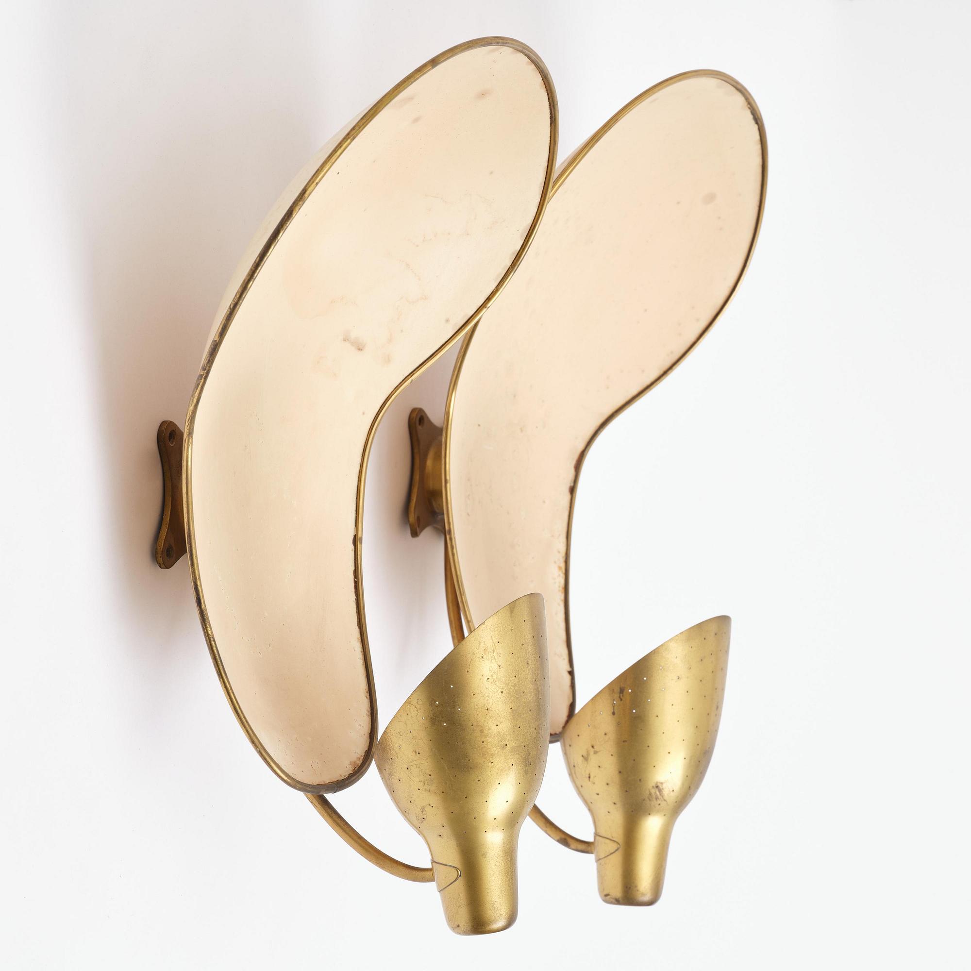 Carl-Axel Acking, a pair of wall lamps model "5017", Bröderna Malmströms Metallvarufabrik, Malmö, 1940s.