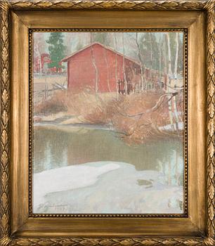 Pekka Halonen, Röd Stuga vid Vattendrag.