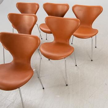 Arne Jacobsen, stolar 6 st "Sjuan" för Fritz Hansen Danmark 1900-talets senare del.