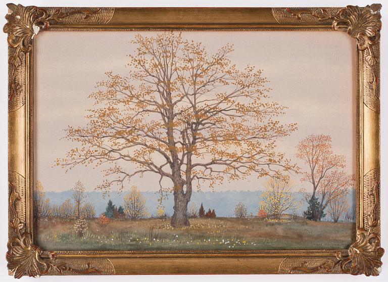 OSKAR BERGMAN, akvarell med täckvitt. Signerad och daterad 1924.