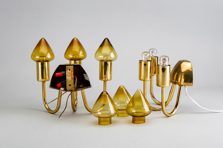 Hans-Agne Jakobsson, a pair of brass wall lamps.