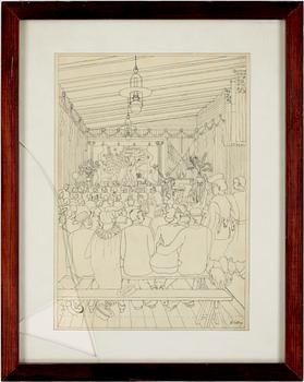 RUDOLF CARLBORG, 9 st, tuschteckningar, sign.