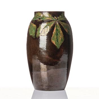 Hilma Persson-Hjelm, a glazed earthenware art nouveau vase, executed in her own studio, Arvika 1911. No 1542.