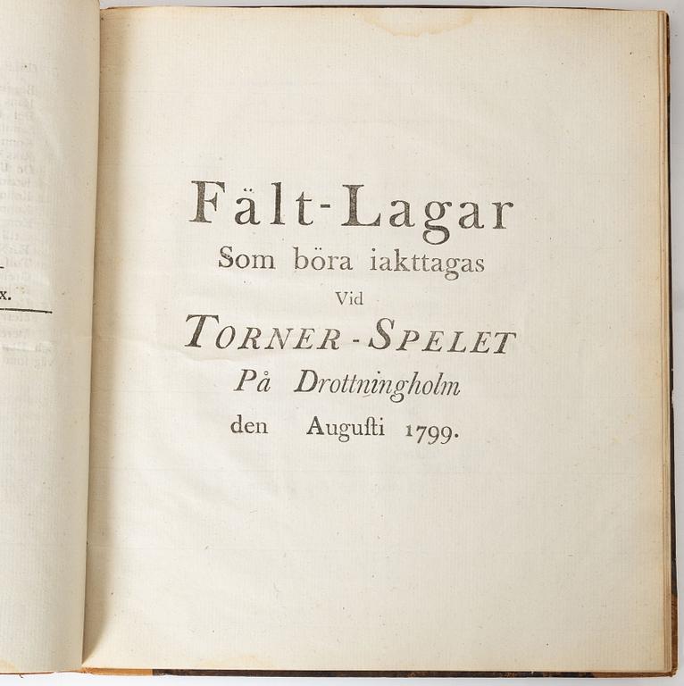 Samling äldre böcker, 8 st, mestadels om Drottningholm, 1700-1800-tal.
