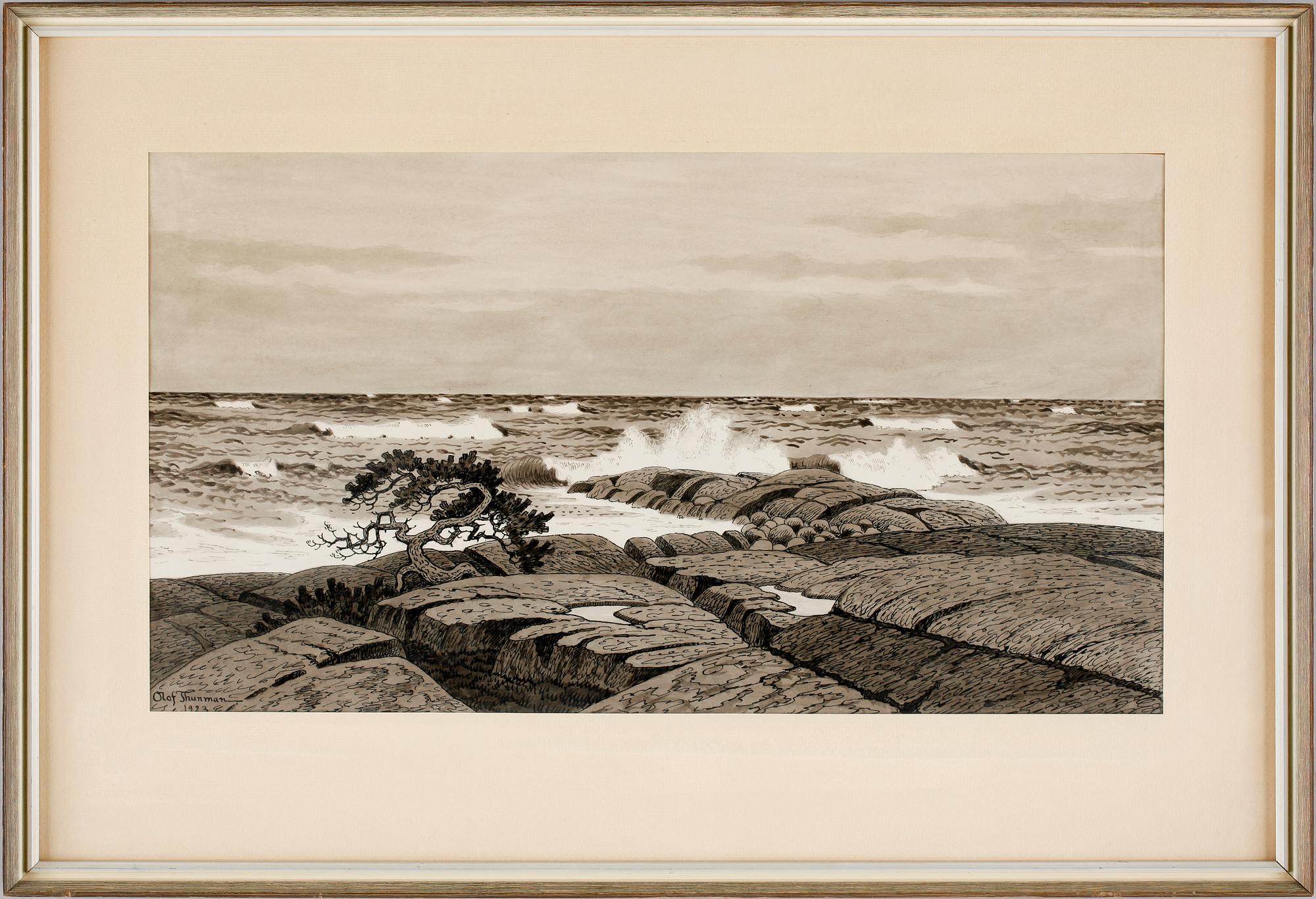 OLOF THUNMAN, akvarell med tusch, sign o dat 1923.