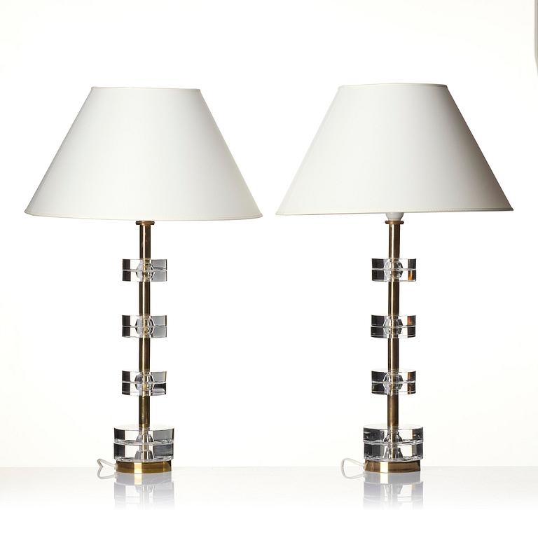 Carl Fagerlund, a pair of table lamps model "RD 1987", Orrefors, 1960s-70s.