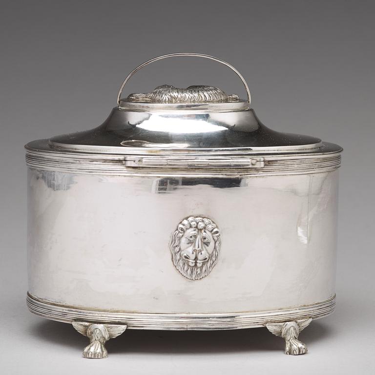 A Swedish 19th century silver sugar-casket, mark of Johan Fredrik Masman, Stockholm 1814.