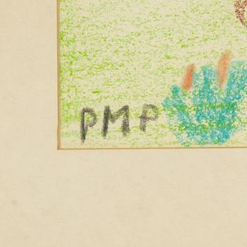 Primus Mortimer Pettersson, kritteckningar, 4 st, signerade PMP.