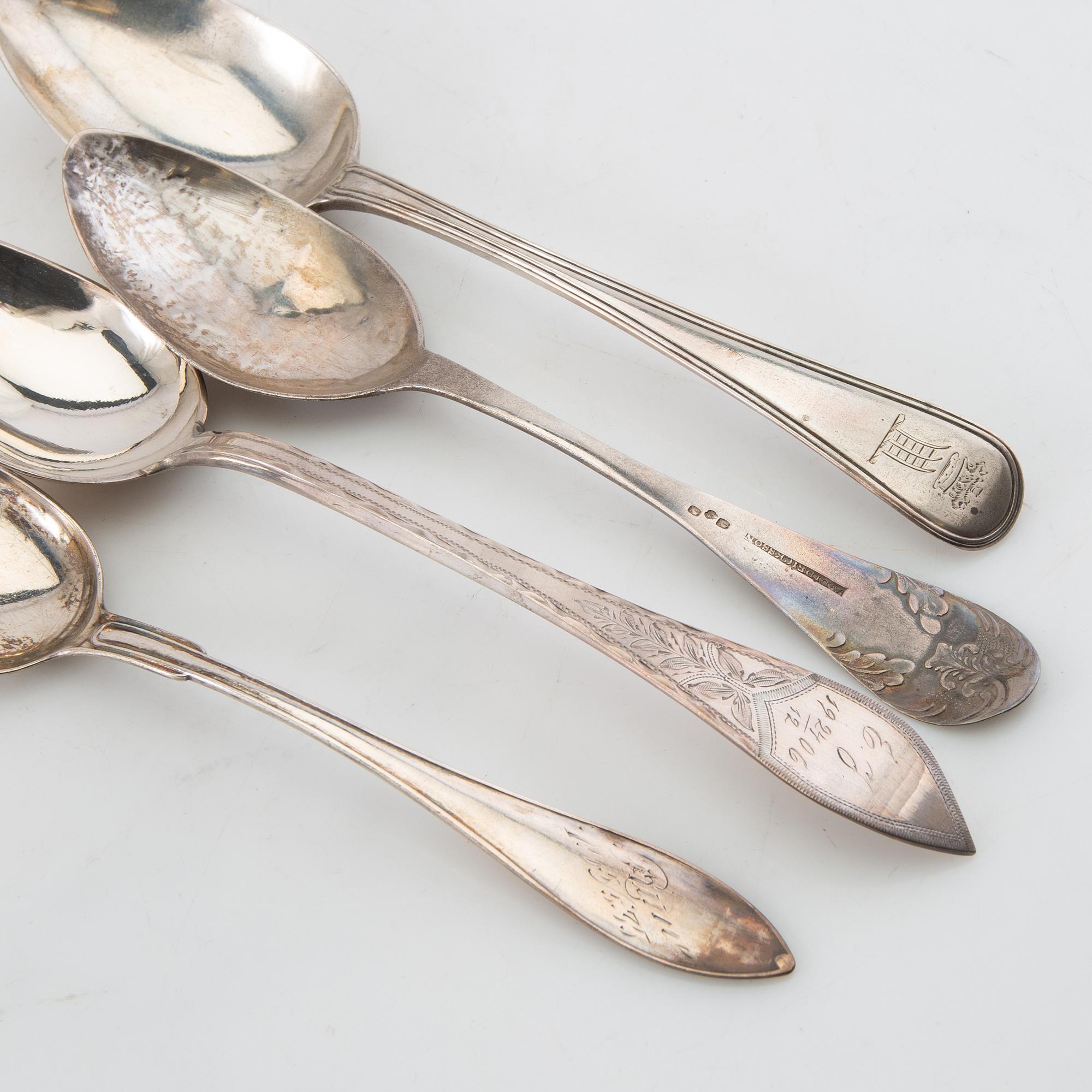 Skedar, 11 st, silver, 1769-1934, Sverige.