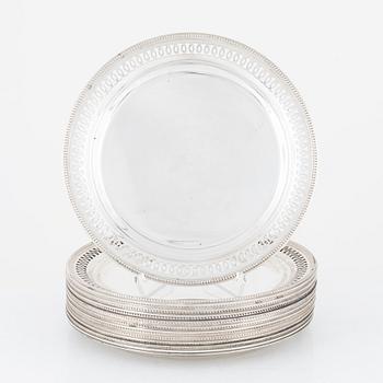 Tallrikar, 12 st, silver.