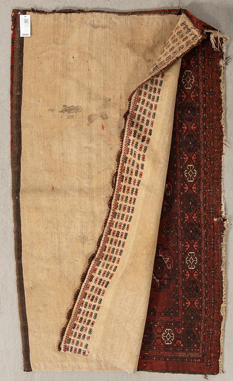 Yumoud rug bag semi-antique with flat-woven back, approx. 105x178 cm.