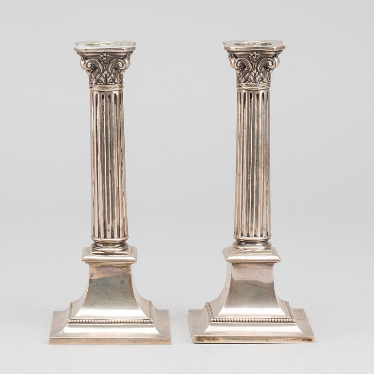 A Swedish pair of 20th century silver candle sticks, mark of K. Andersson Stockholm 1909(?).