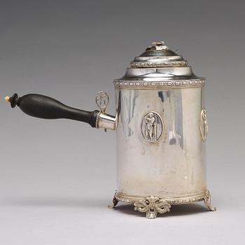 Johan Schvart, kaffekanna/cylinderkanna, silver, Karlskrona 1791. Gustaviansk.