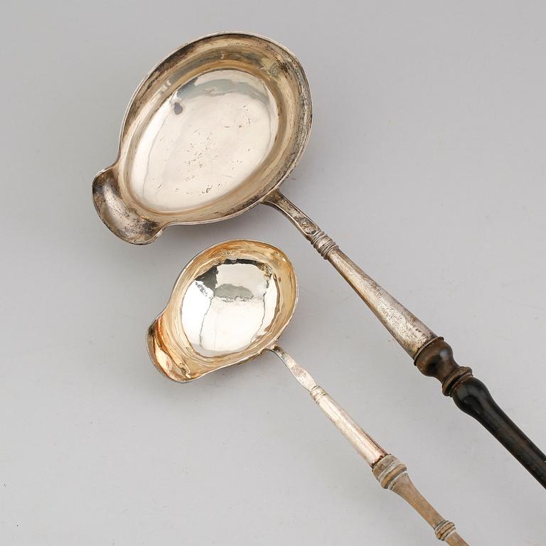 SOPP- OCH SÅSSLEV, 2 st, silver, 1861 samt 1866.