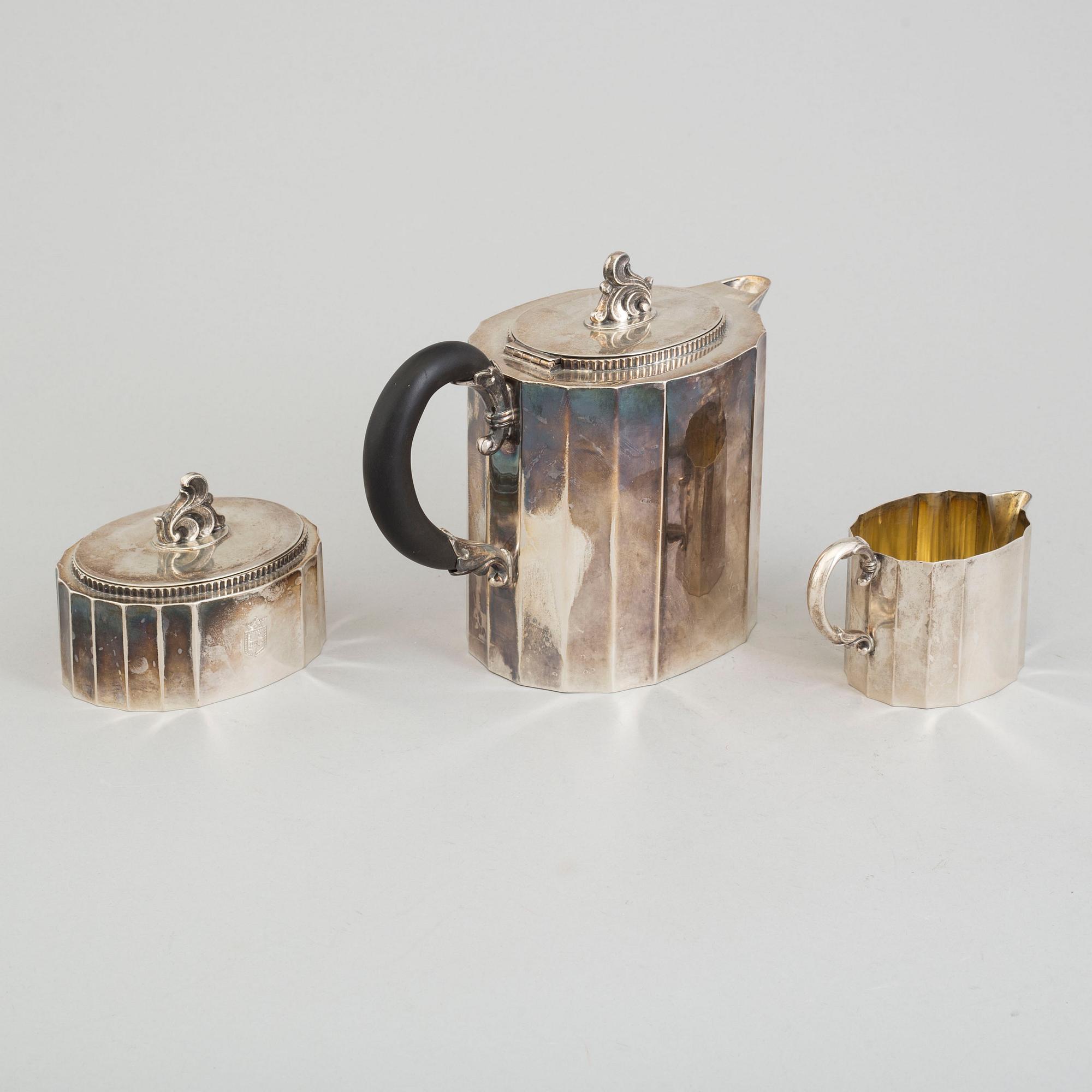 Three pieces silver coffee set from Karl Anderson, Stockholm, 1940-41.