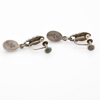 Georg Jensen, Earrings, a pair, sterling silver with blue stone.